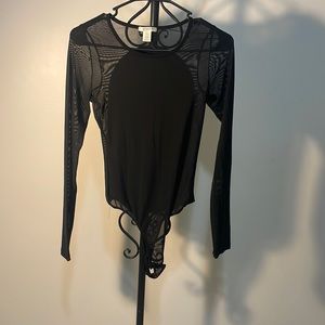 See through mesh black long sleeve top, no holes